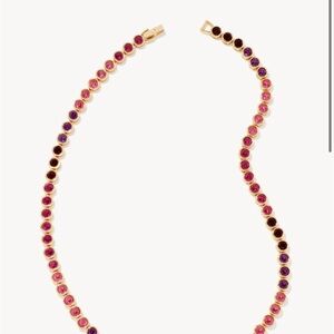 NWT!! Kendra Scott Carmen Gold Tennis Necklace in Ruby Mix